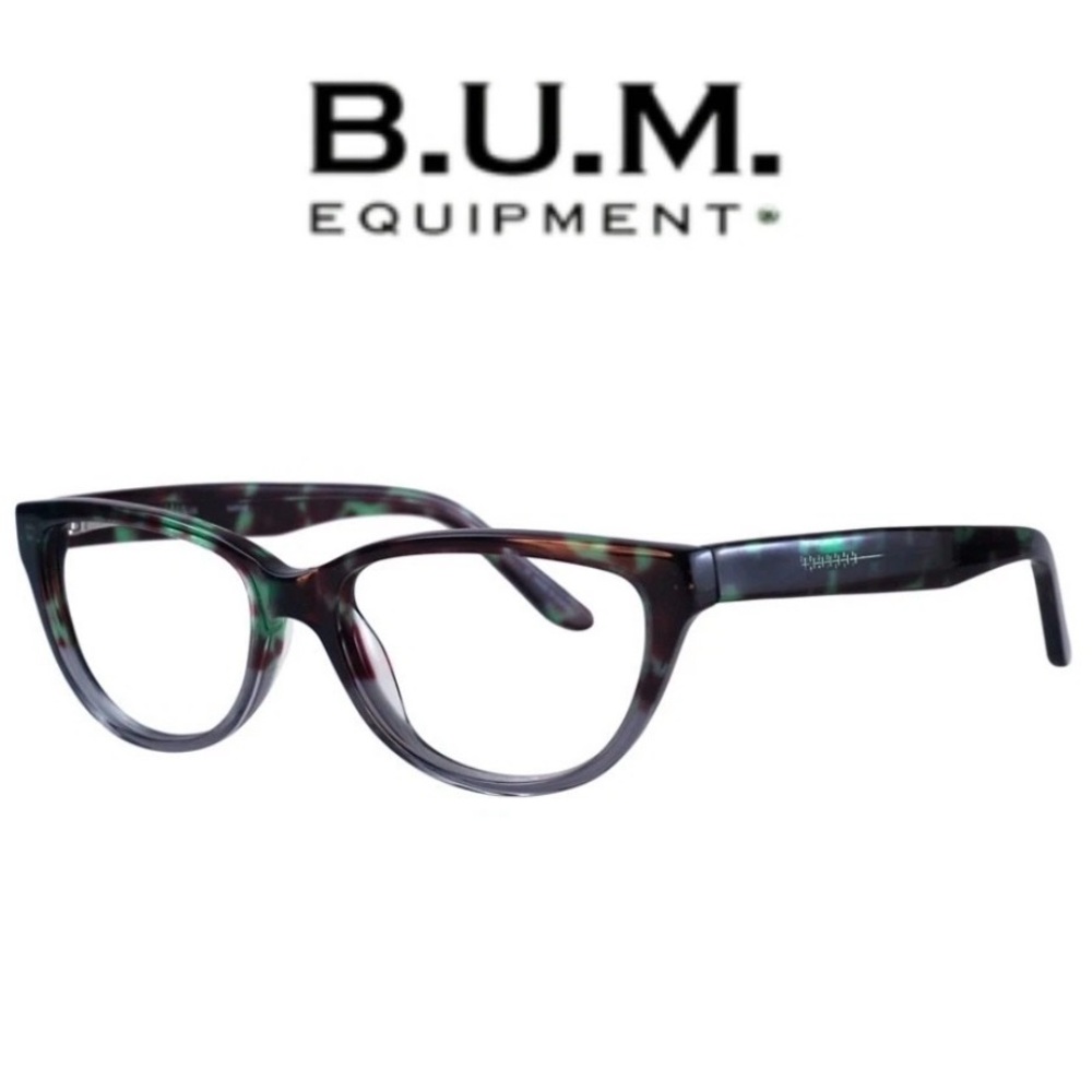 B.U.M Equipment Magical Eyeglasses Frame Women's Green Brown Cat Eye 52-16-135